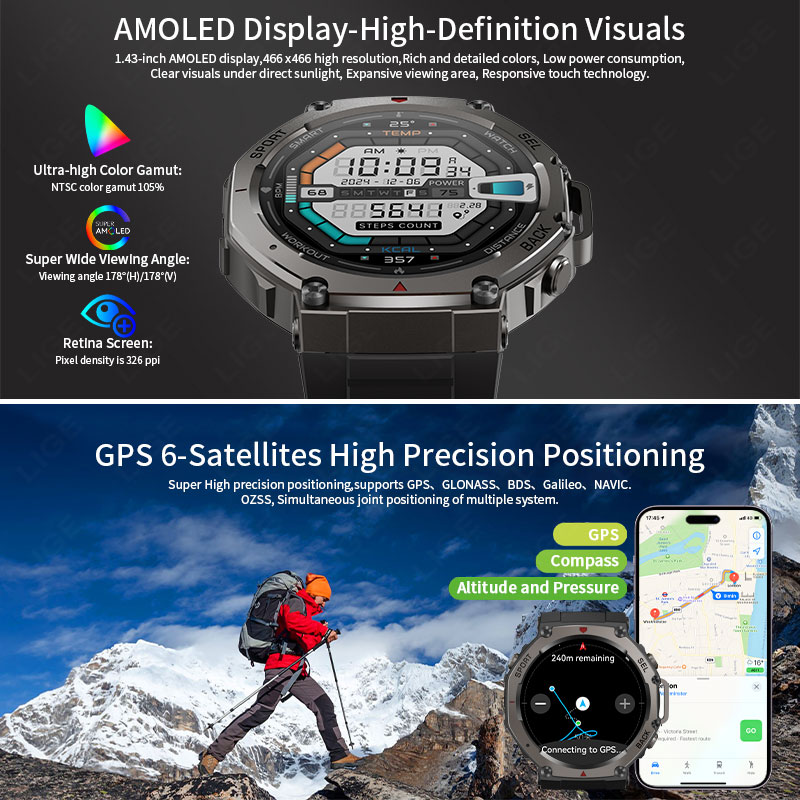 ساعة ذكية عسكرية من LIGE مزودة - مراجعة Altimeter Compass Watch وسعره