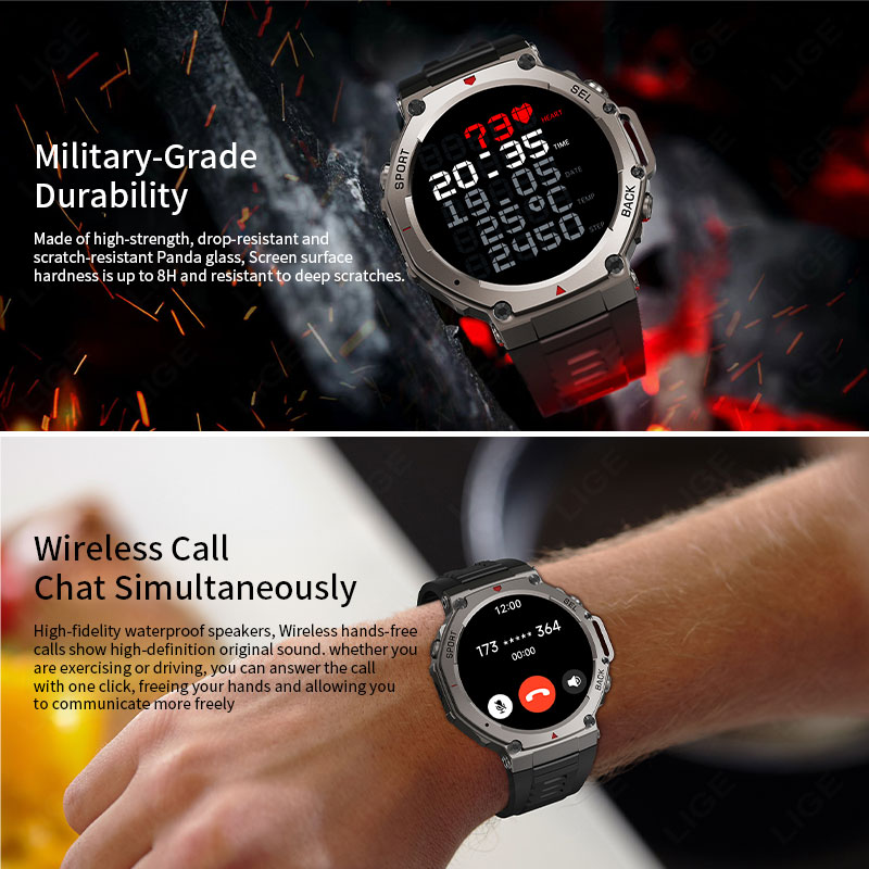 ساعة ذكية عسكرية من LIGE مزودة - مراجعة Altimeter Compass Watch وسعره